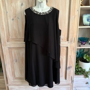 Tahari Black Rhinestone Collar Dress Women’s 18W NEW
